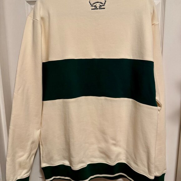 NWT. Malbone Golf Collegiate half zip collared sweatshirt Cream/Forest Green. L - Picture 3 of 6